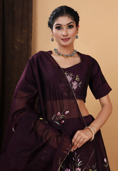 Vine Bloom Elegance Handcrafted Lehenga Set