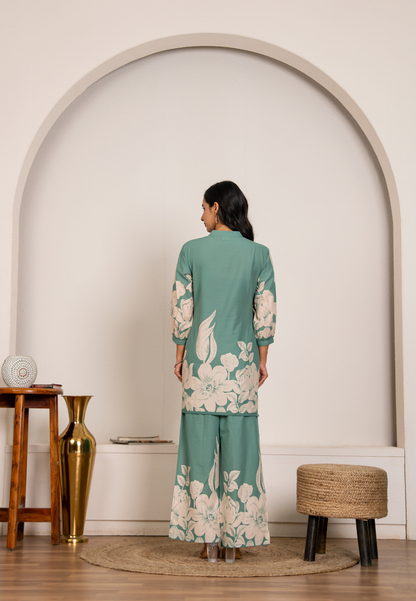 Effortless Grace in Sea Green Cotton Co-ord Set