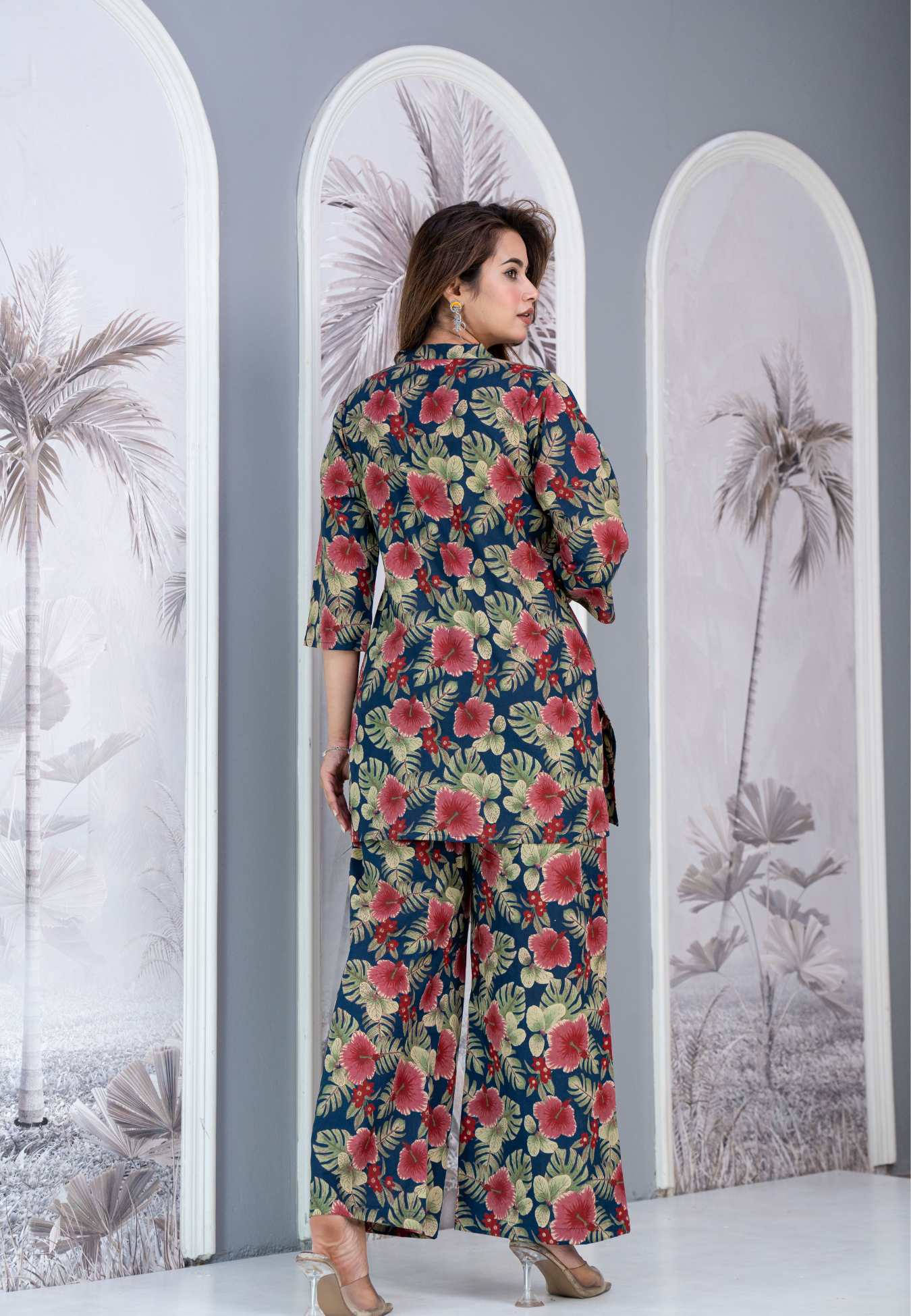 Navy Blue Floral Lounge Co-Ord Set