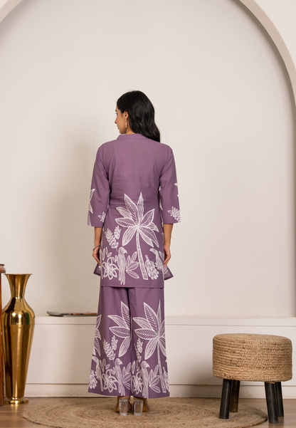 Botanical Tree Print Mauve Co-Ord Set
