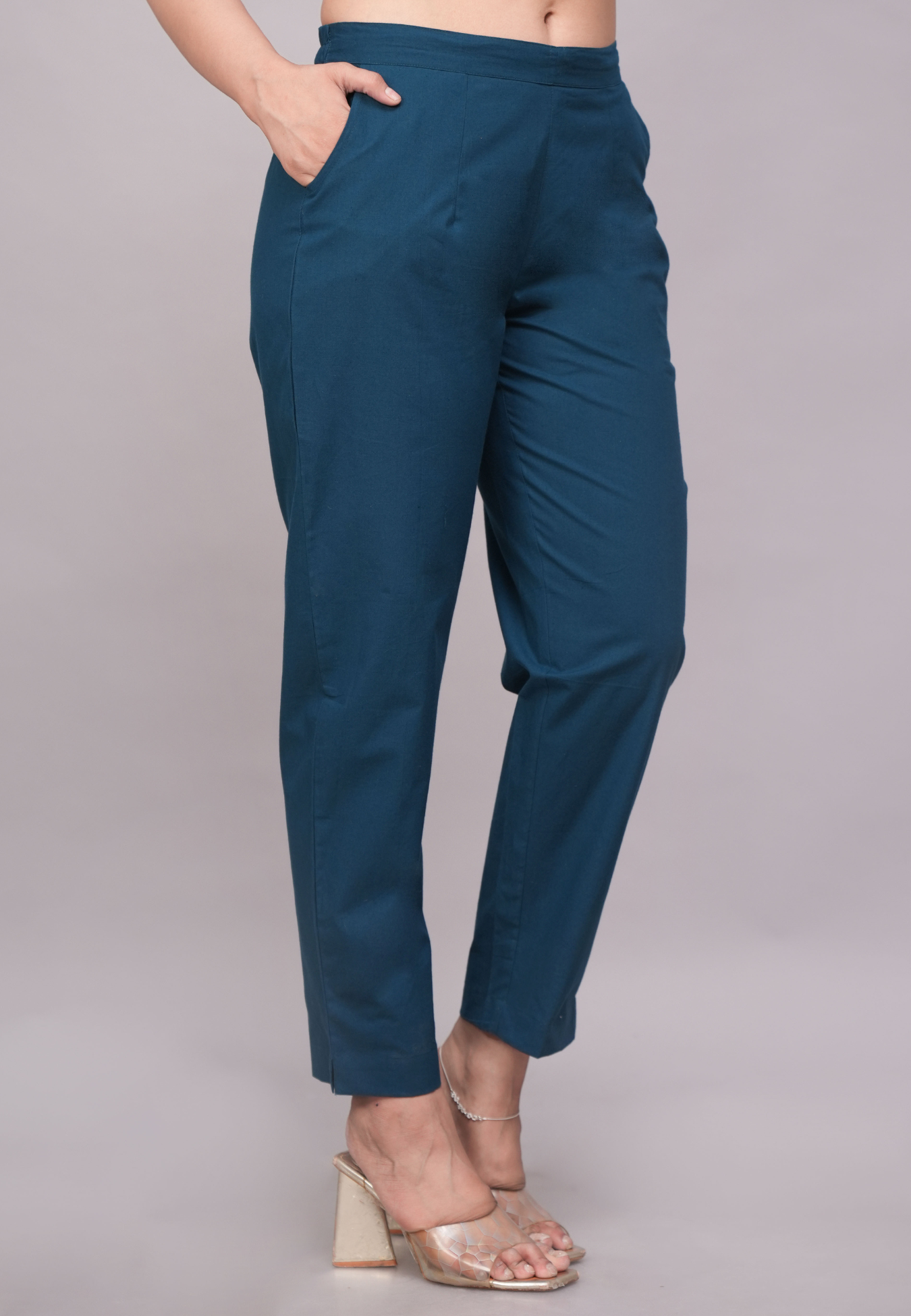 Stylish Deep Teal Blue Cotton Pant