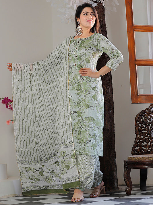 Green Cotton Suit Set