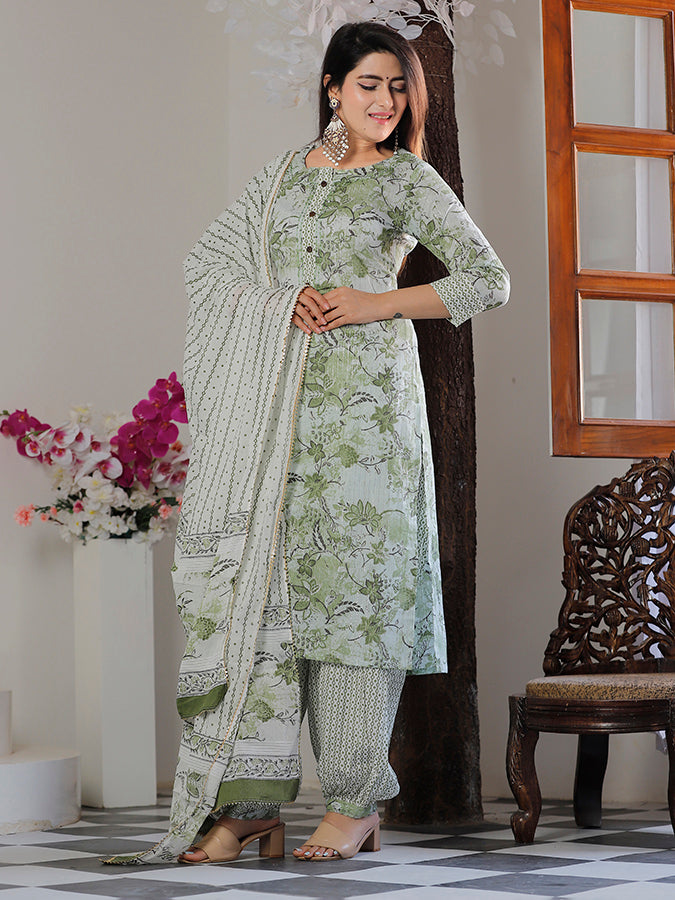 Green Cotton Suit Set