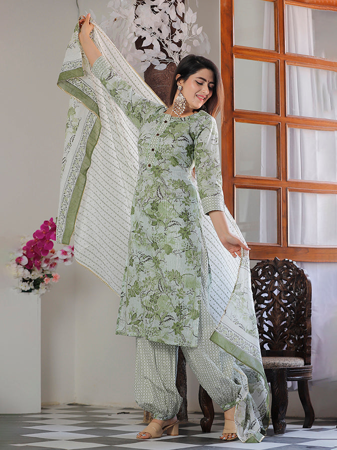 Green Cotton Suit Set