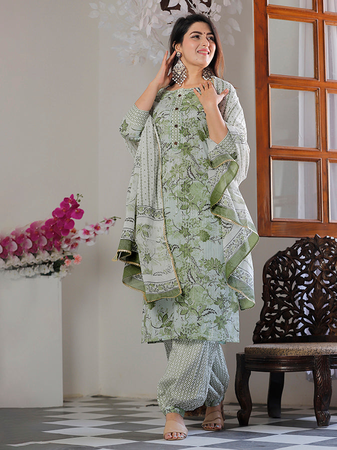 Green Cotton Suit Set