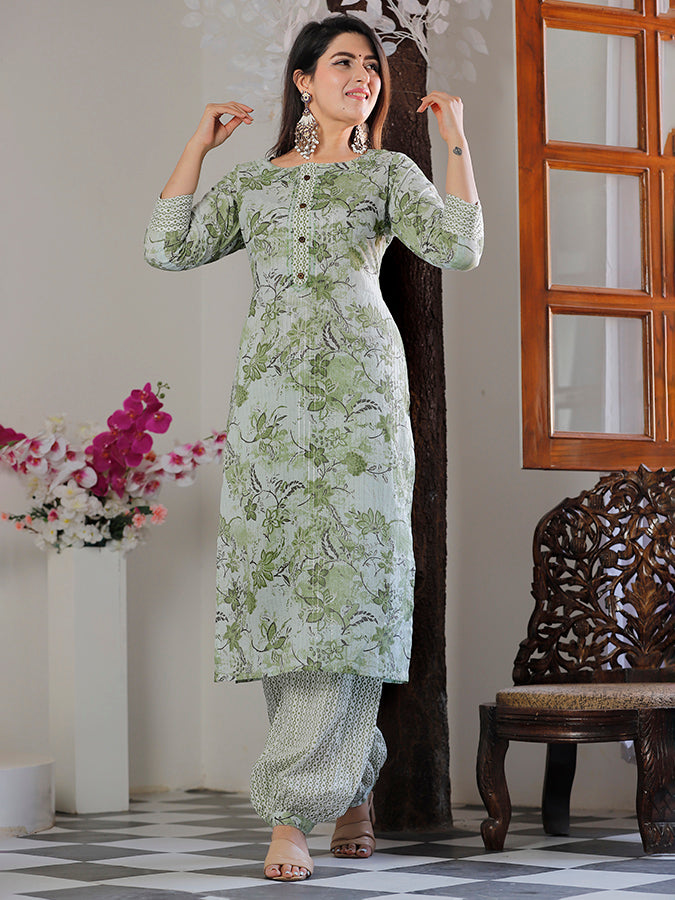 Green Cotton Suit Set