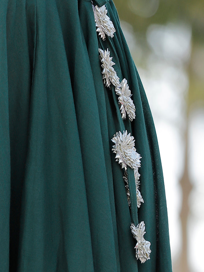 Bottle Green Hand Block Printed Lehenga Set