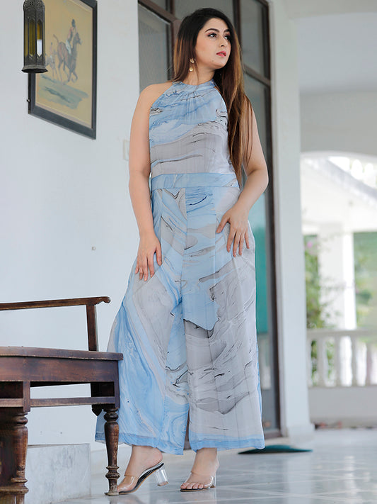 Marble Dye Chiffon Jumpsuit