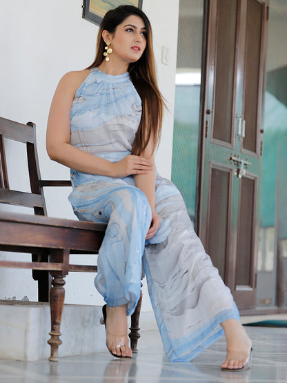 Marble Dye Chiffon Jumpsuit