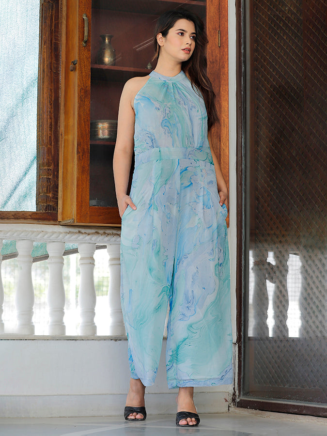 Marble Dye Chiffon Jumpsuit