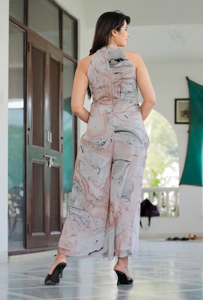 Marble Dye Chiffon Jumpsuit