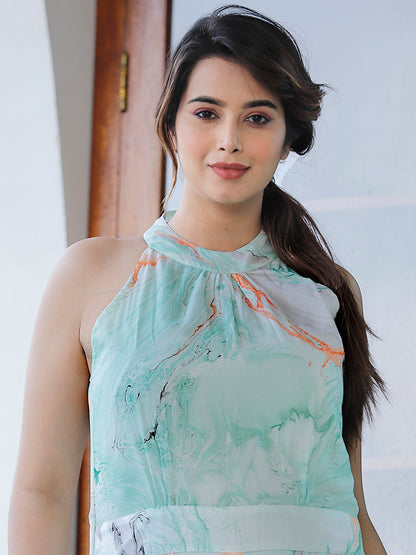 Marble Dye Chiffon Jumpsuit