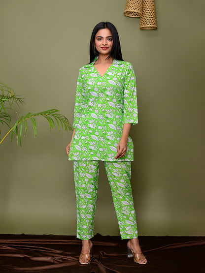 Mint Green Floral Printed Co-Ord Set