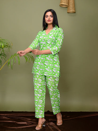 Mint Green Floral Printed Co-Ord Set