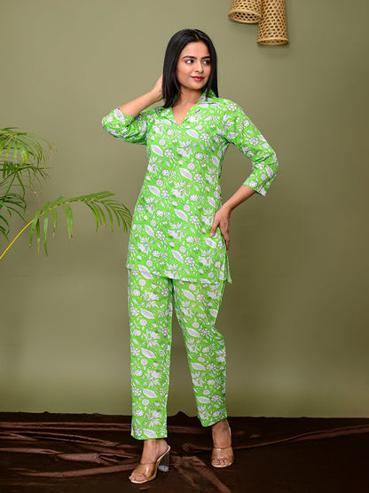 Mint Green Floral Printed Co-Ord Set