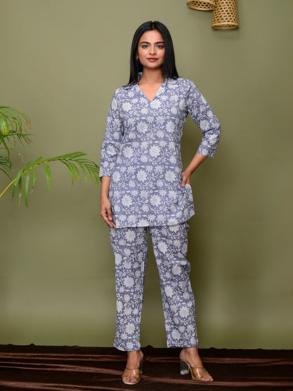 Grey Floral Printed Co-Ord Set