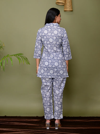 Grey Floral Printed Co-Ord Set