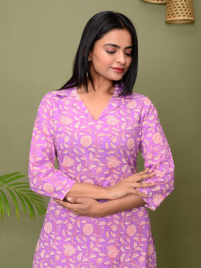 Rich Mauve Floral Printed Co-Ord Set