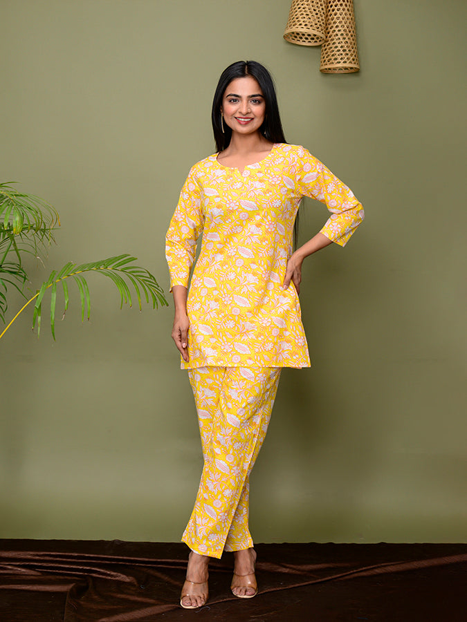 Yellow Floral Printed Co-Ord Set