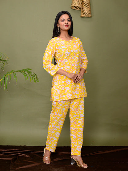 Yellow Floral Printed Co-Ord Set