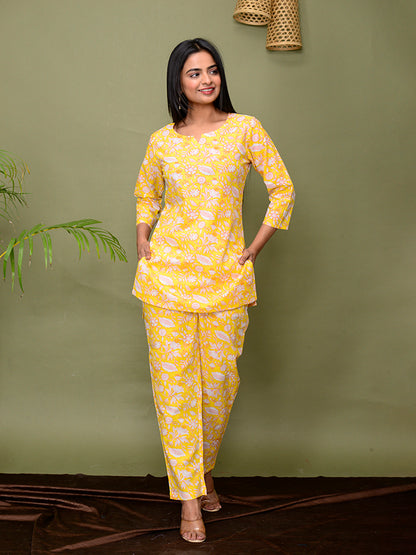 Yellow Floral Printed Co-Ord Set
