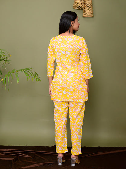 Yellow Floral Printed Co-Ord Set