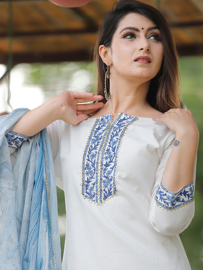 Off White Marble Dye Sharara Set