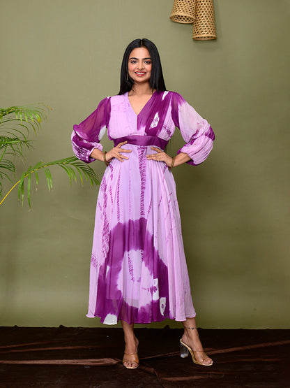Purple Tie & Dye Shibori Dress