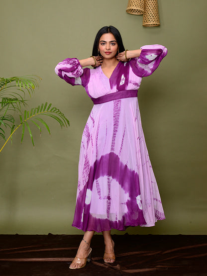 Purple Tie & Dye Shibori Dress