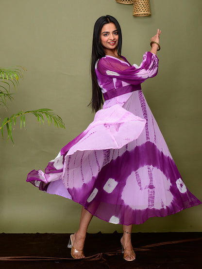 Purple Tie & Dye Shibori Dress