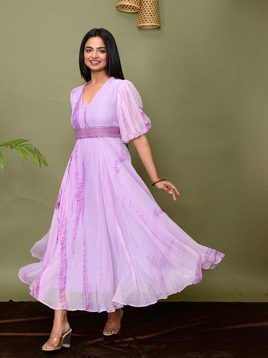 Shades Of Shibori Chiffon Dress