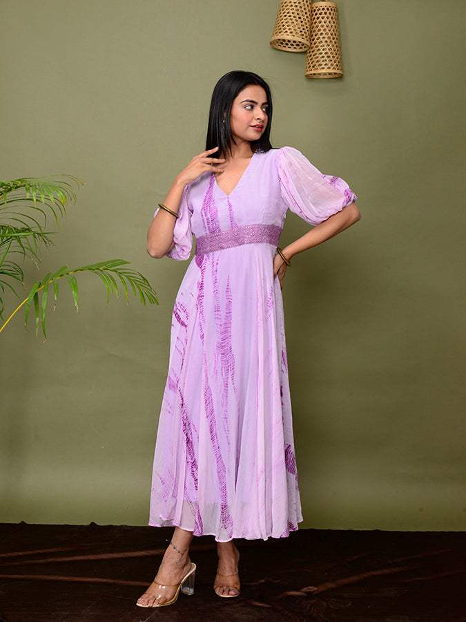 Shades Of Shibori Chiffon Dress
