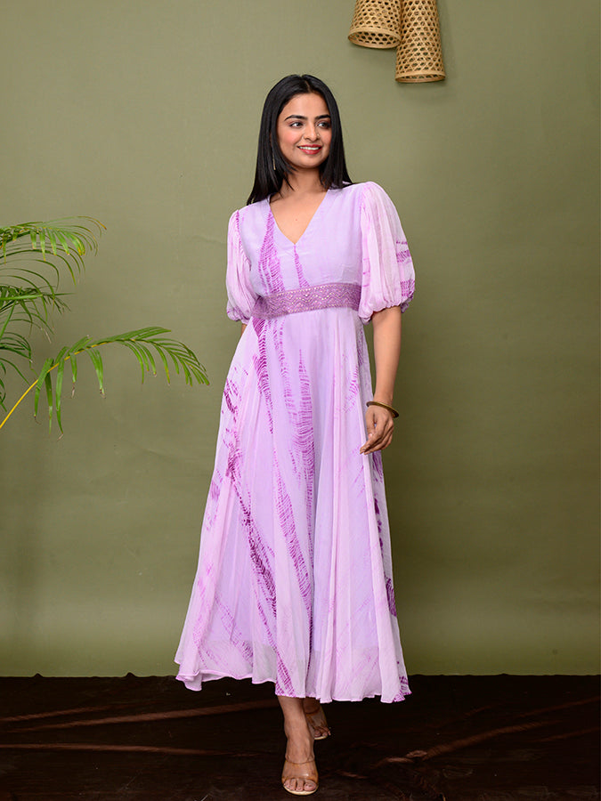 Shades Of Shibori Chiffon Dress