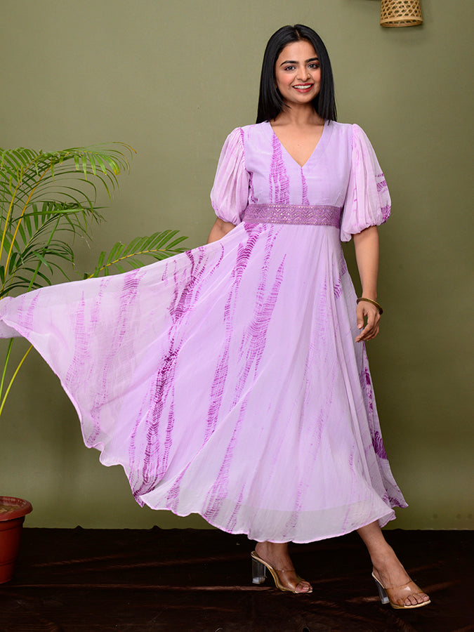 Shades Of Shibori Chiffon Dress