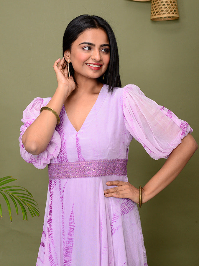Shades Of Shibori Chiffon Dress