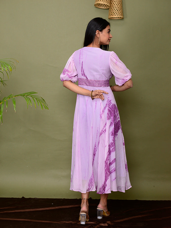 Shades Of Shibori Chiffon Dress