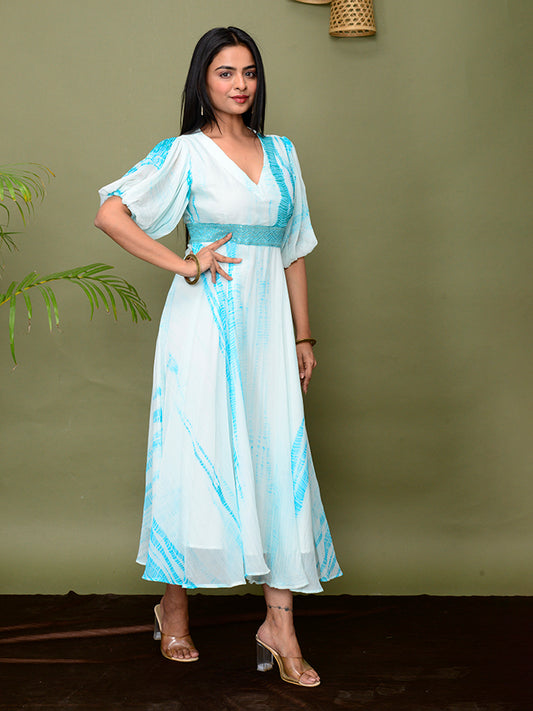 Shades Of Shibori Chiffon Dress