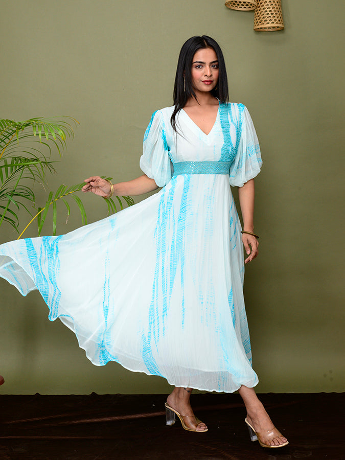 Shades Of Shibori Chiffon Dress