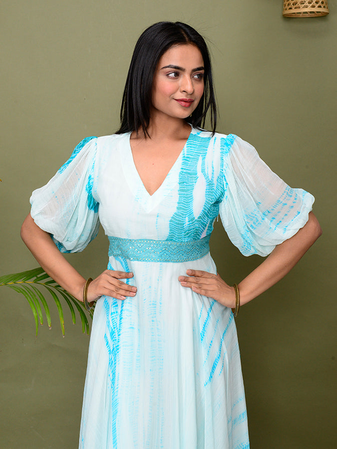 Shades Of Shibori Chiffon Dress