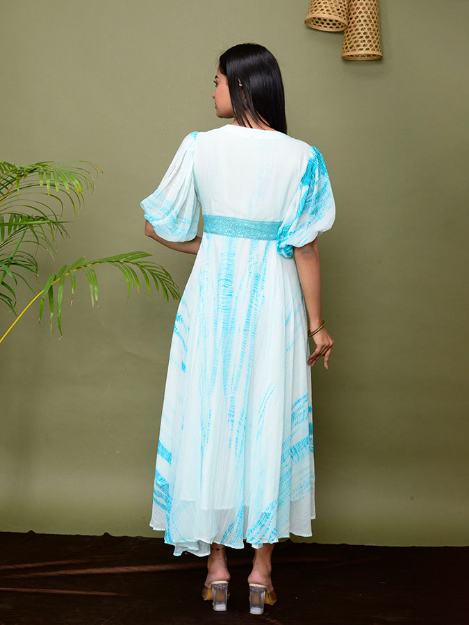 Shades Of Shibori Chiffon Dress