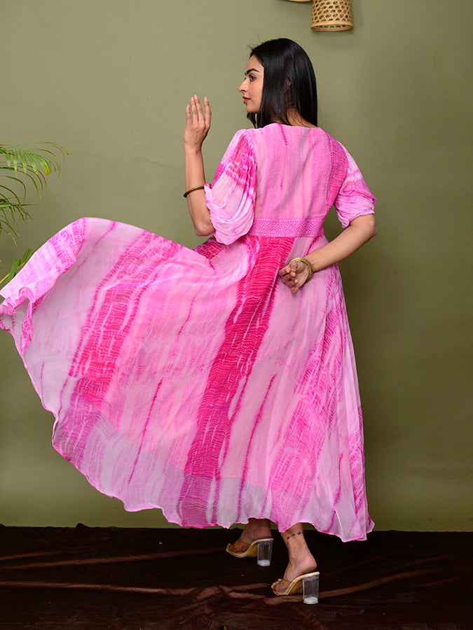 Shades Of Shibori Chiffon Dress