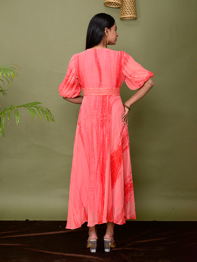 Shades Of Shibori Chiffon Dress