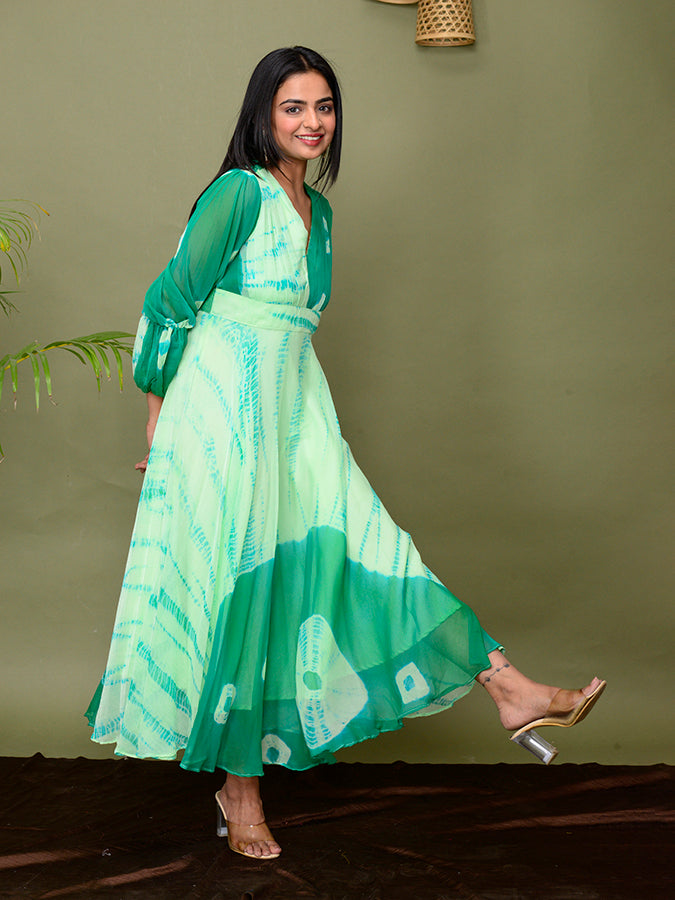 Mint Green Tie & Dye Shibori Dress