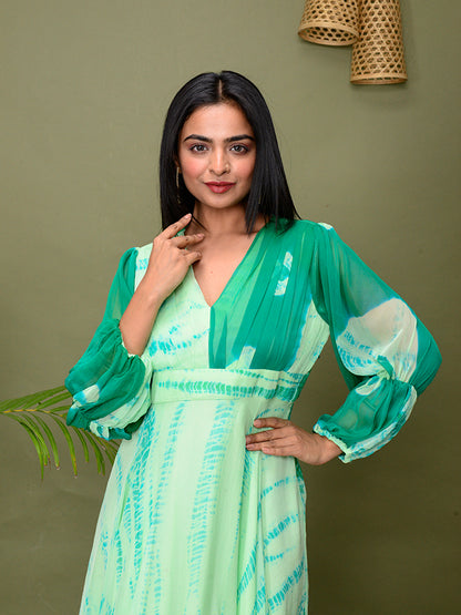 Mint Green Tie & Dye Shibori Dress