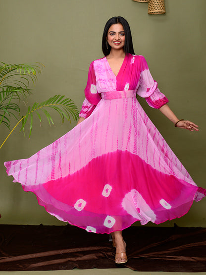Pink Tie & Dye Shibori Dress