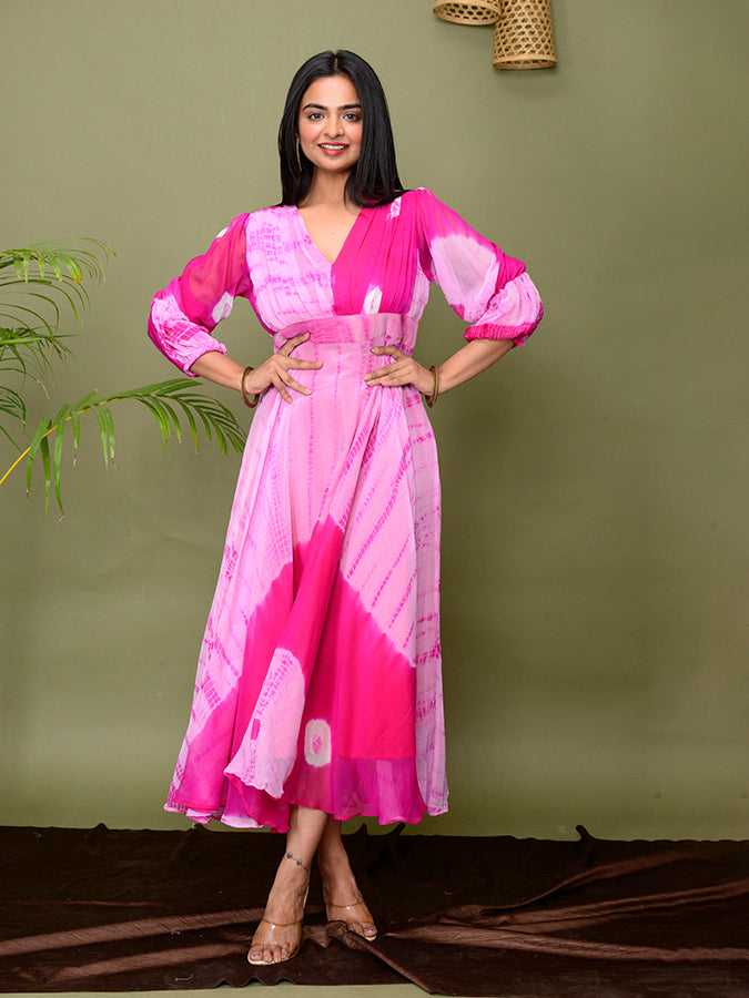 Pink Tie & Dye Shibori Dress