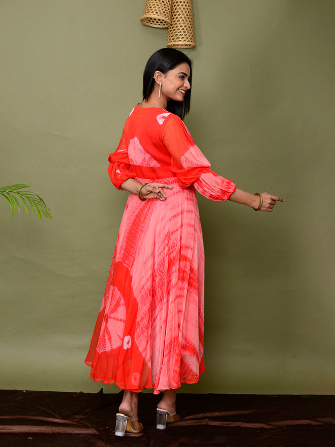 Red Tie & Dye Shibori Dress
