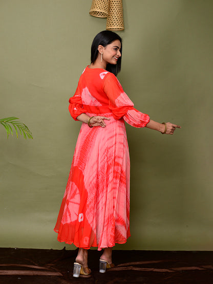 Red Tie & Dye Shibori Dress