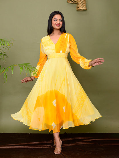 Yellow Tie & Dye Shibori Dress