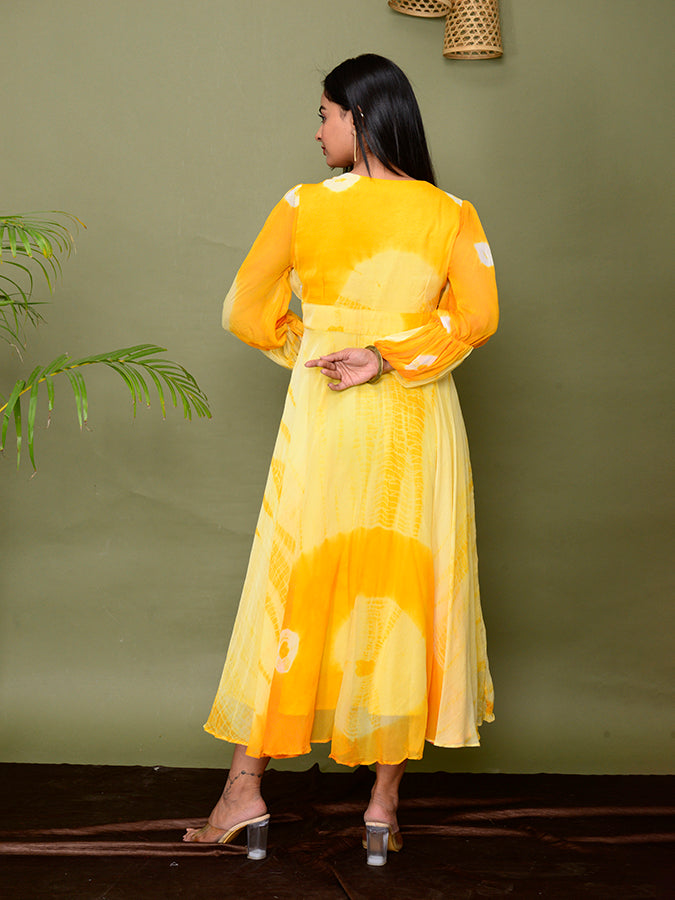 Yellow Tie & Dye Shibori Dress